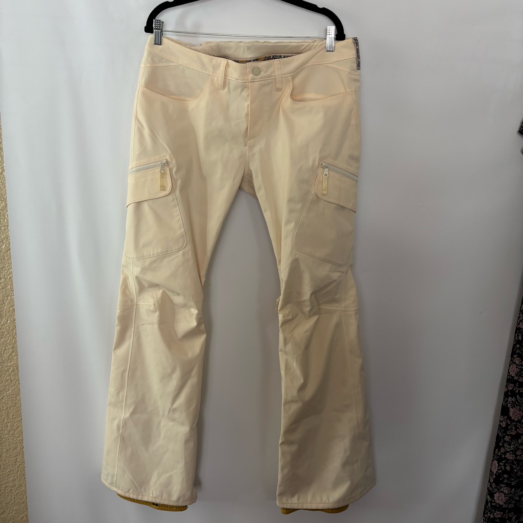 Burton Living Lining Women's Cargo Ski/Snowboard Pants Size L Pale Yellow